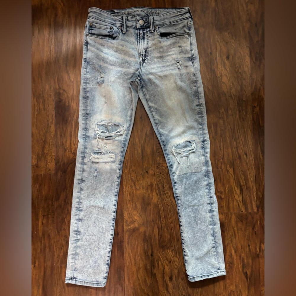 American Eagle AirFlex 360 Distressed Skinny Jeans